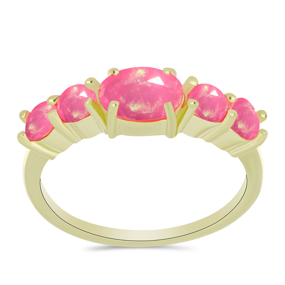 Pozlátený Strieborný Prsteň s Ružovým Etiópskym Opálom z Lega Dembi