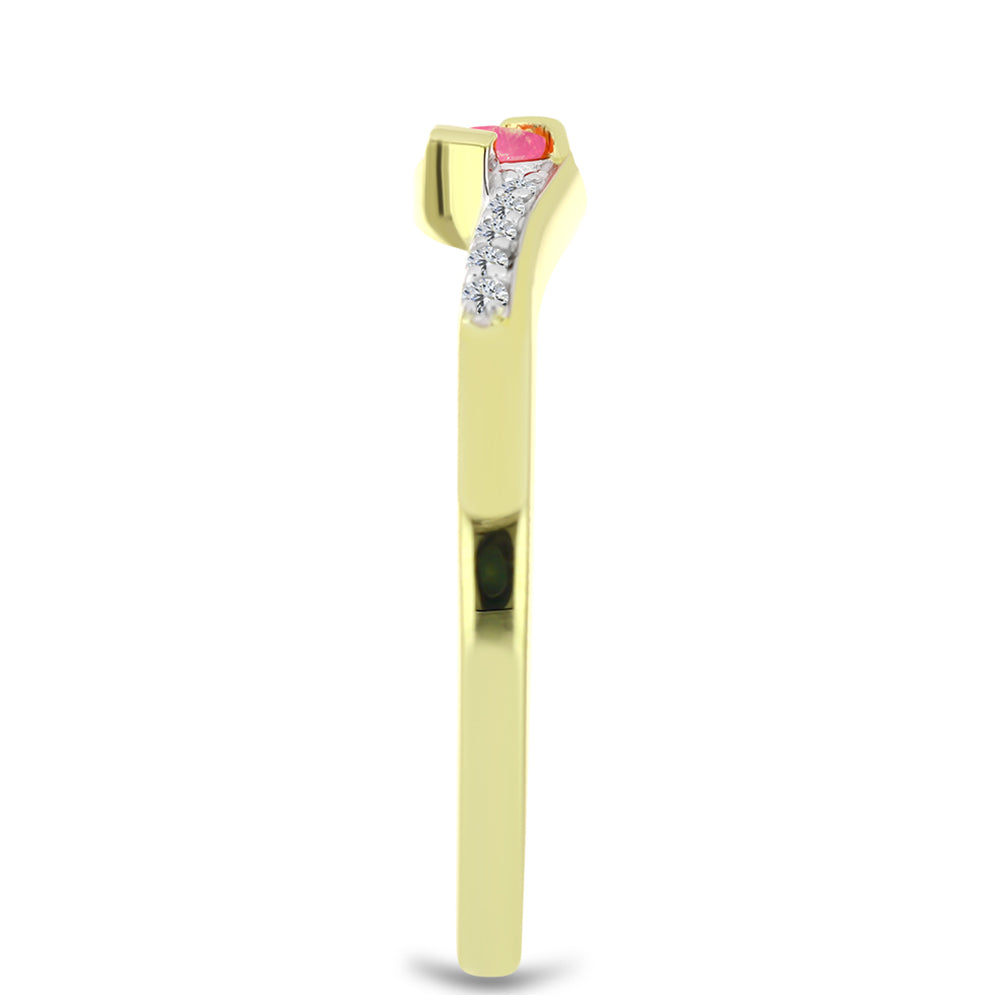 Pozlátený Strieborný Prsteň s Ružovým Etiópskym Opálom z Lega Dembi a Bielym Topásom