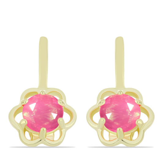 Pozlátené Strieborné Náušnice s Ružovým Etiópskym Opálom z Lega Dembi
