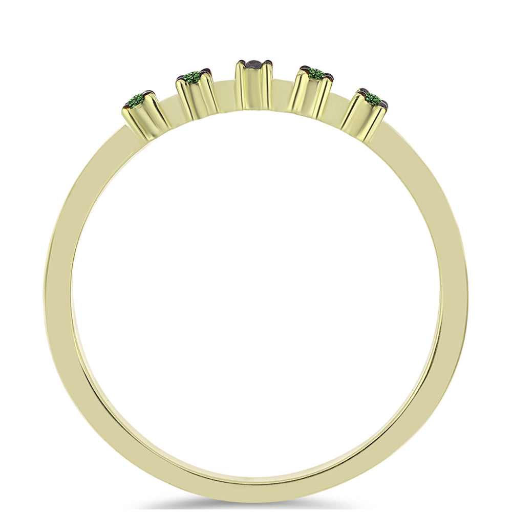 Pozlátený Strieborný Prsteň s so Zeleným Diamantom