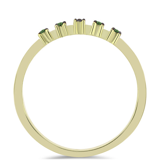 Pozlátený Strieborný Prsteň s so Zeleným Diamantom