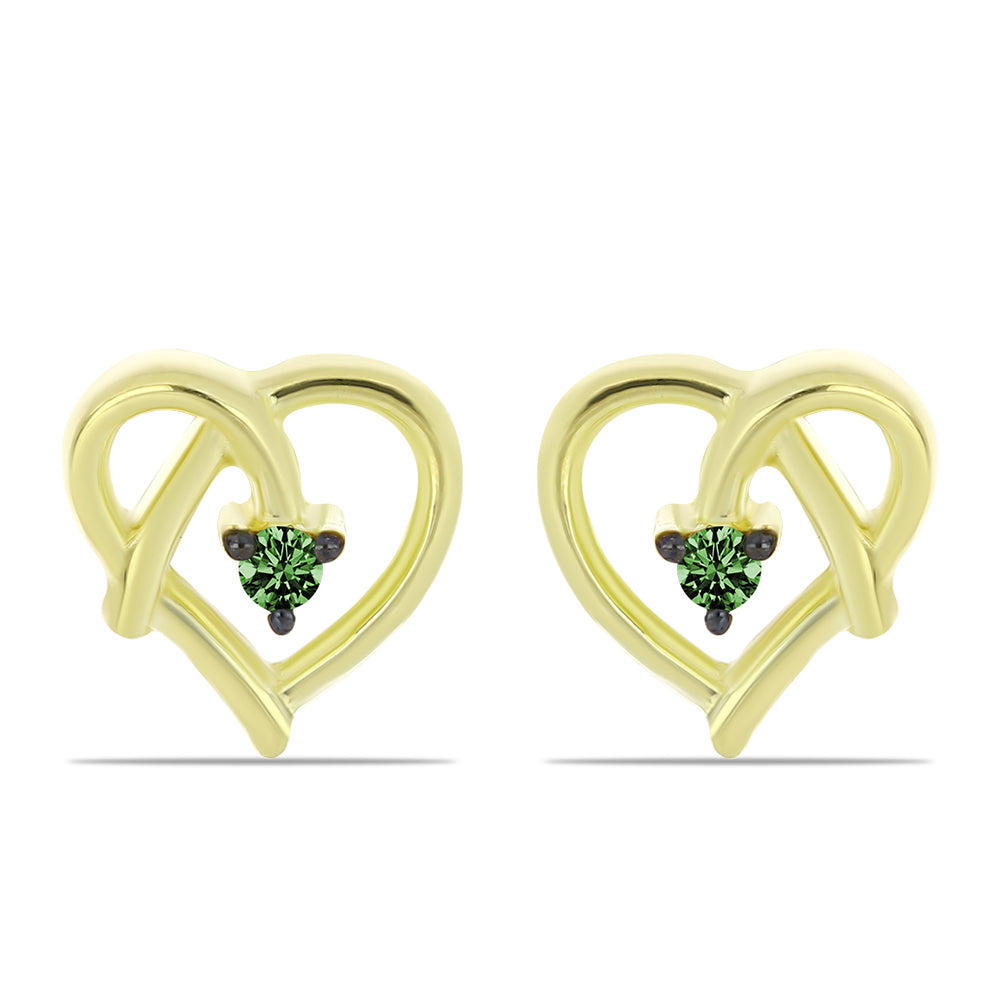 Pozlátené Strieborné Náušnice s so Zeleným Diamantom 1 