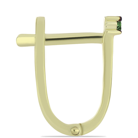 Pozlátené Strieborné Náušnice s so Zeleným Diamantom