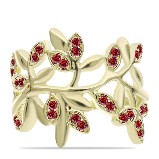 Pozlátený Strieborný Prsteň s Majestátnym červeným moissanitom