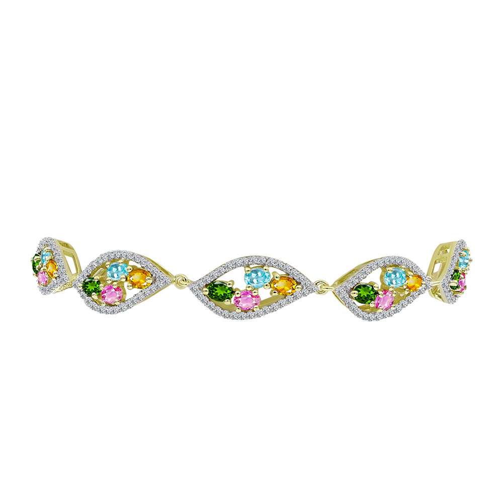 Pozlátený Strieborný Náramok s Chakra Turmalínom a Bielym Topásom 2 