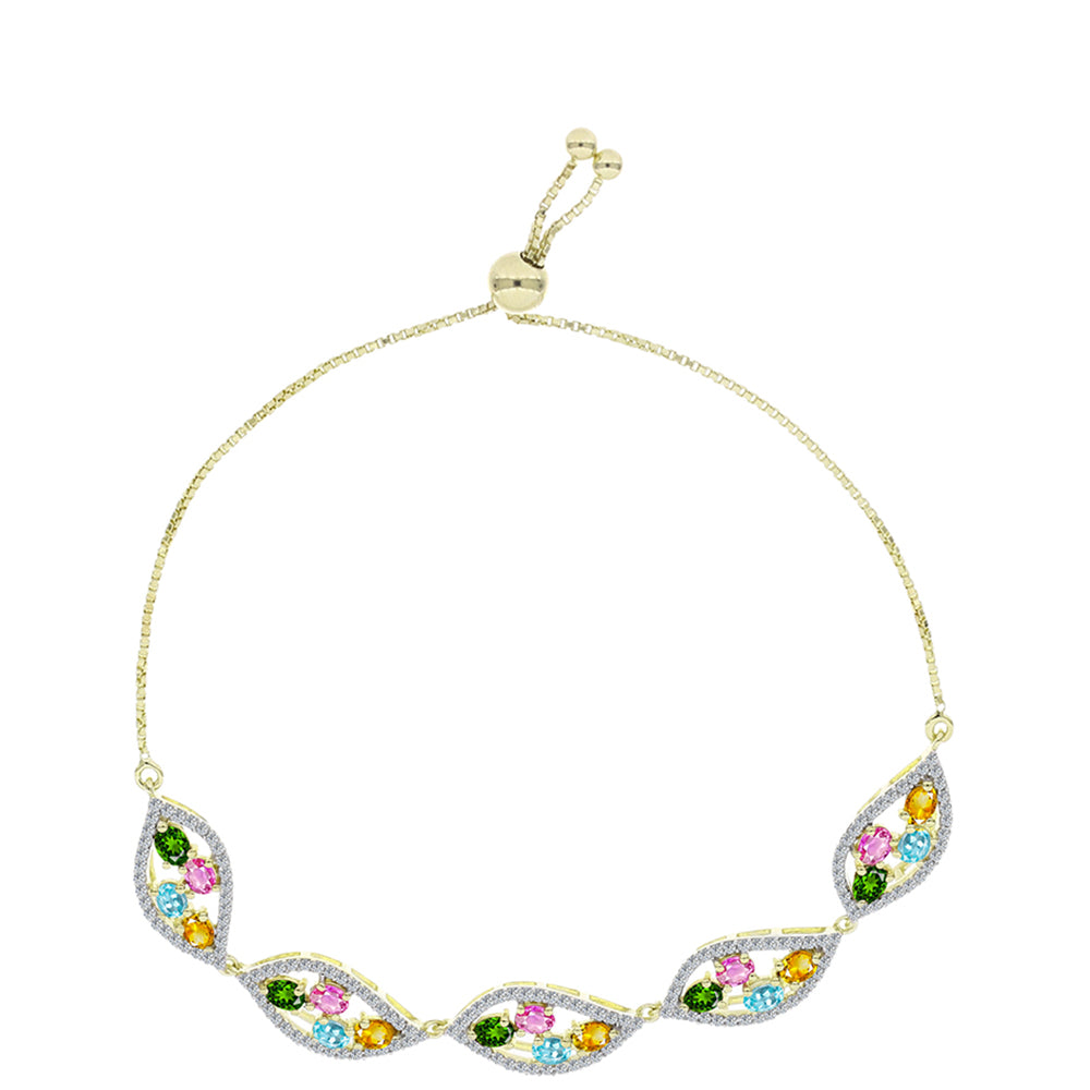 Pozlátený Strieborný Náramok s Chakra Turmalínom a Bielym Topásom 1 