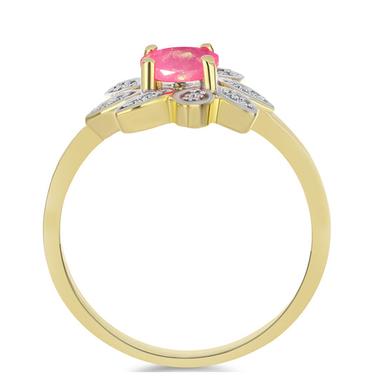 Pozlátený Strieborný Prsteň s Ružovým Etiópskym Opálom z Lega Dembi a Bielym Topásom