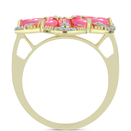 Pozlátený Strieborný Prsteň s Ružovým Etiópskym Opálom z Lega Dembi a Bielym Topásom