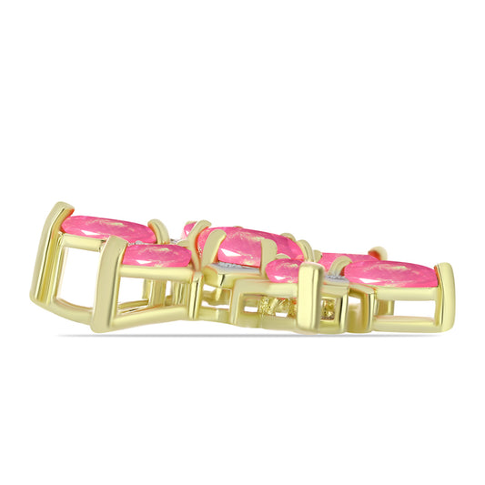 Pozlátený Strieborný Prívesok s Ružovým Etiópskym Opálom z Lega Dembi a Bielym Topásom