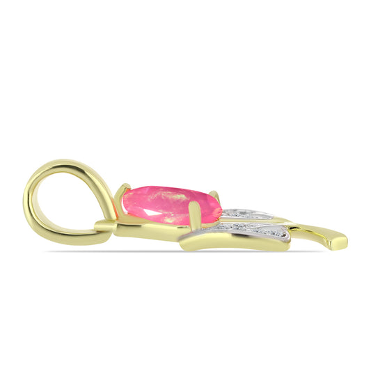 Pozlátený Strieborný Prívesok s Ružovým Etiópskym Opálom z Lega Dembi a Bielym Topásom