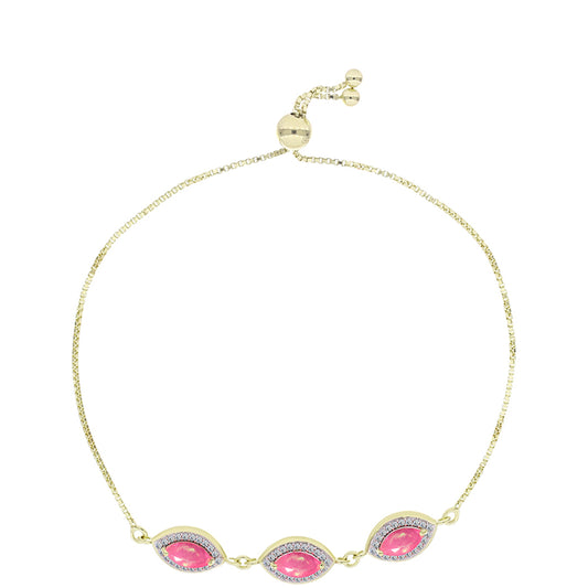 Pozlátený Strieborný Náramok s Ružovým Etiópskym Opálom z Lega Dembi a Bielym Topásom