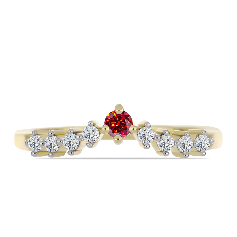 Pozlátený Strieborný Prsteň s Majestátnym červeným moissanitom a Bielym Topásom 1 