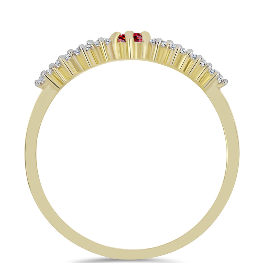 Pozlátený Strieborný Prsteň s Majestátnym červeným moissanitom a Bielym Topásom 2 