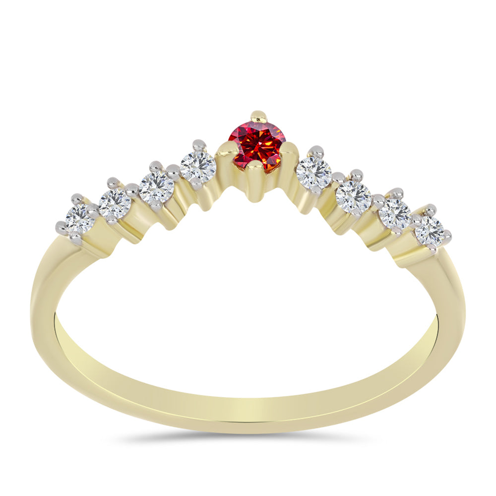 Pozlátený Strieborný Prsteň s Majestátnym červeným moissanitom a Bielym Topásom 3 