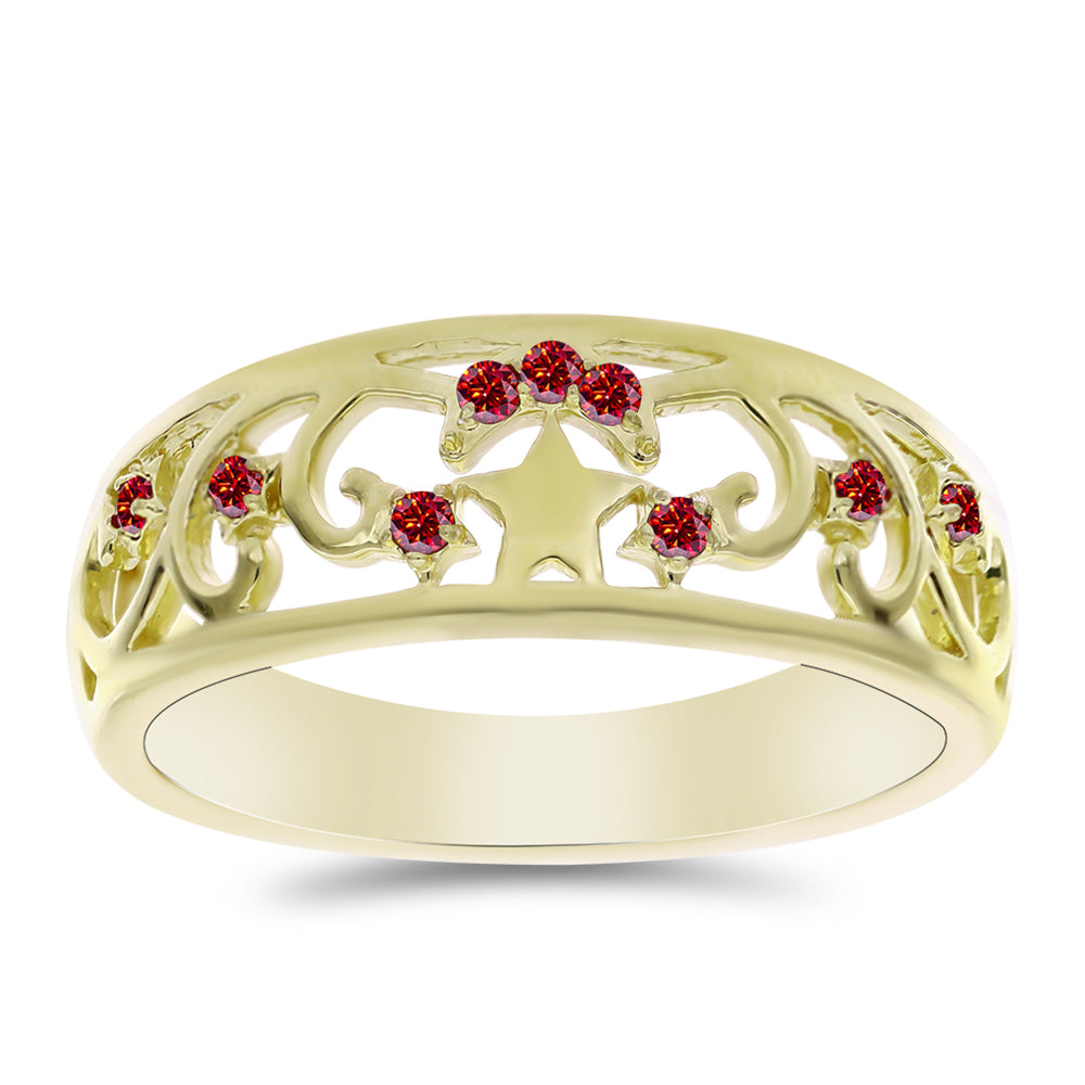 Pozlátený Strieborný Prsteň s Majestátnym červeným moissanitom