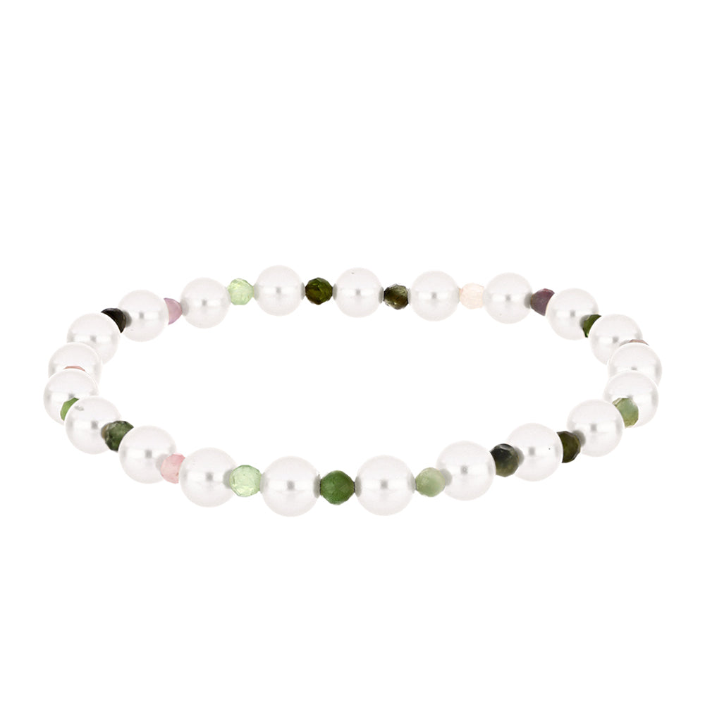 Nugetový Náramok s Chakra Turmalínom a so Sladkovodnou Bielou Perlou 1 