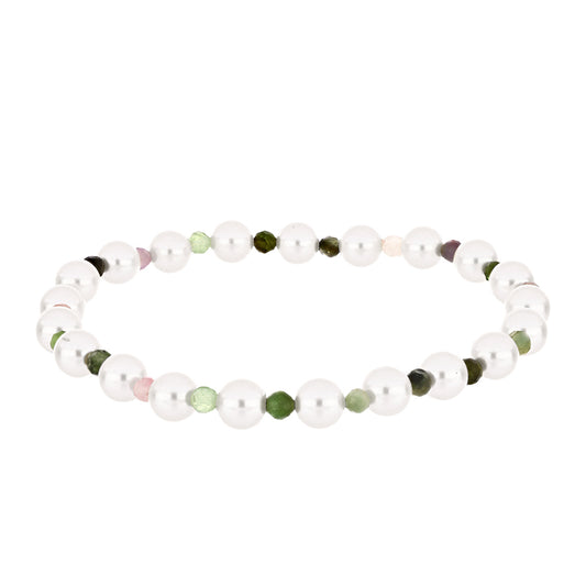 Nugetový Náramok s Chakra Turmalínom a so Sladkovodnou Bielou Perlou