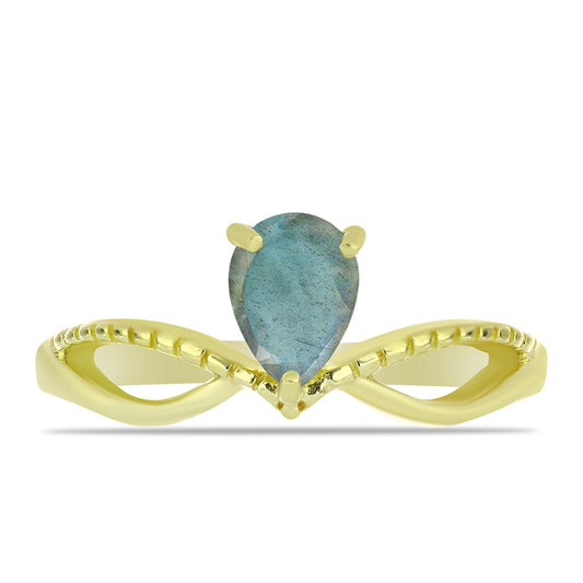 Pozlátený Strieborný Prsteň s Labradoritom