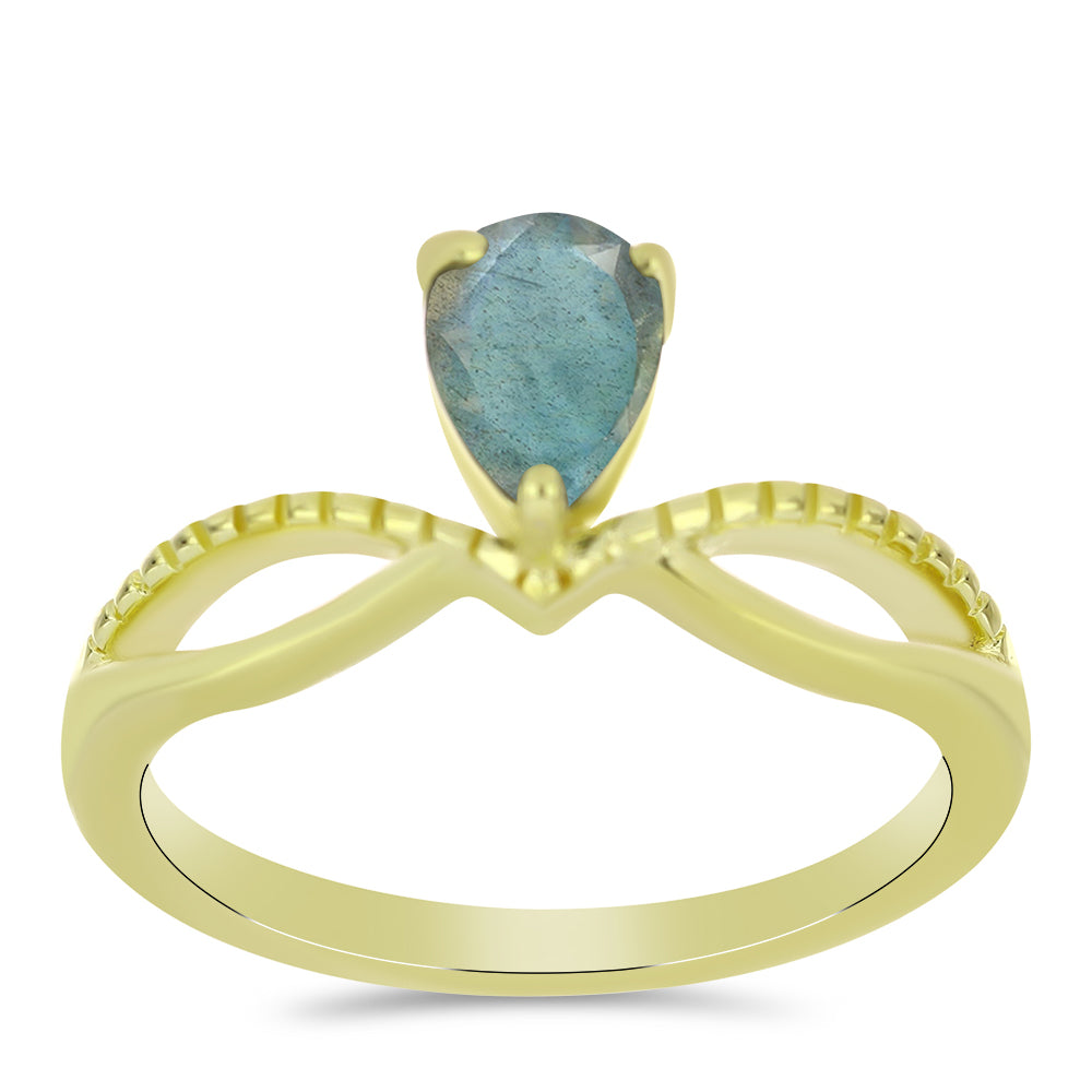 Pozlátený Strieborný Prsteň s Labradoritom