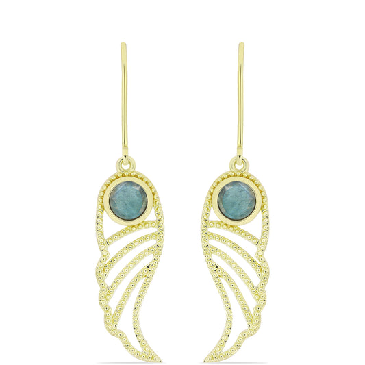 Pozlátené Strieborné Náušnice s Labradoritom