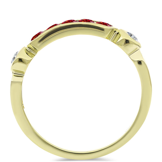 Pozlátený Strieborný Prsteň s Majestátnym červeným moissanitom a Bielym Topásom