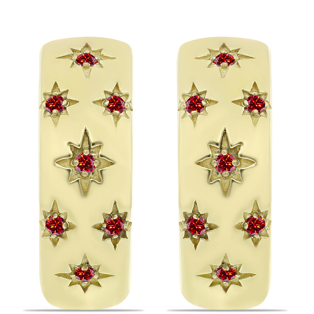 Pozlátené Strieborné Náušnice s Majestátnym červeným moissanitom 1 