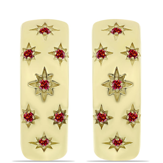 Pozlátené Strieborné Náušnice s Majestátnym červeným moissanitom