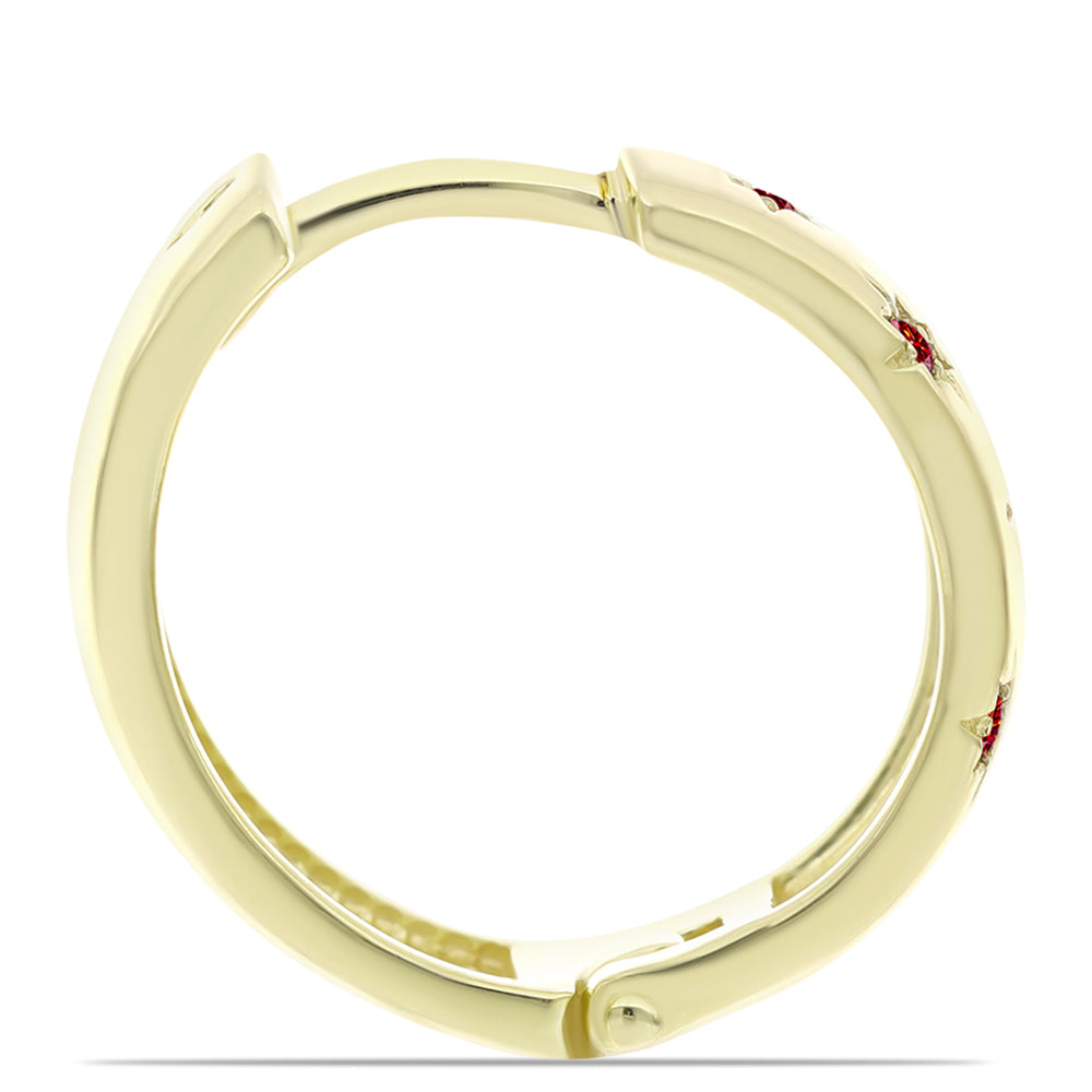 Pozlátené Strieborné Náušnice s Majestátnym červeným moissanitom 2 