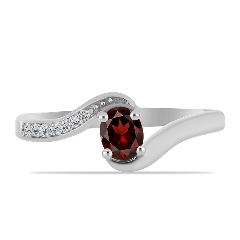 Strieborný Prsteň s Bartonským Granátom a Bielym Topásom 1 