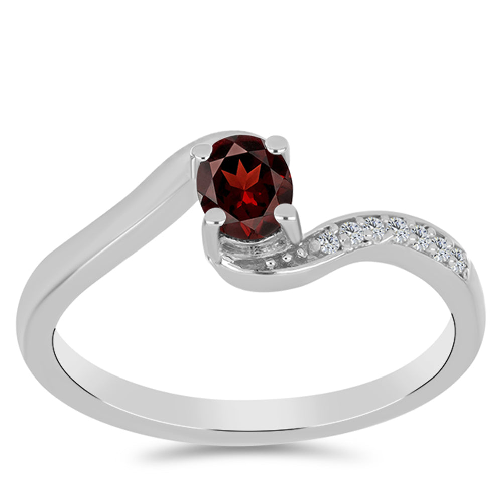 Strieborný Prsteň s Bartonským Granátom a Bielym Topásom