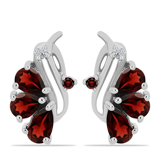 Strieborné Náušnice s Bartonským Granátom a Bielym Topásom