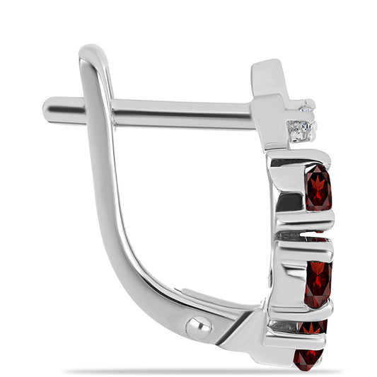 Strieborné Náušnice s Bartonským Granátom a Bielym Topásom