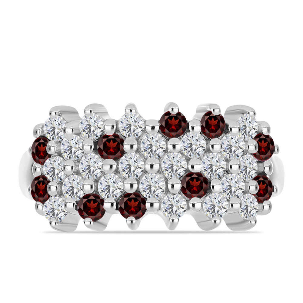 Strieborný Prsteň s Bartonským Granátom a Bielym Topásom 1 