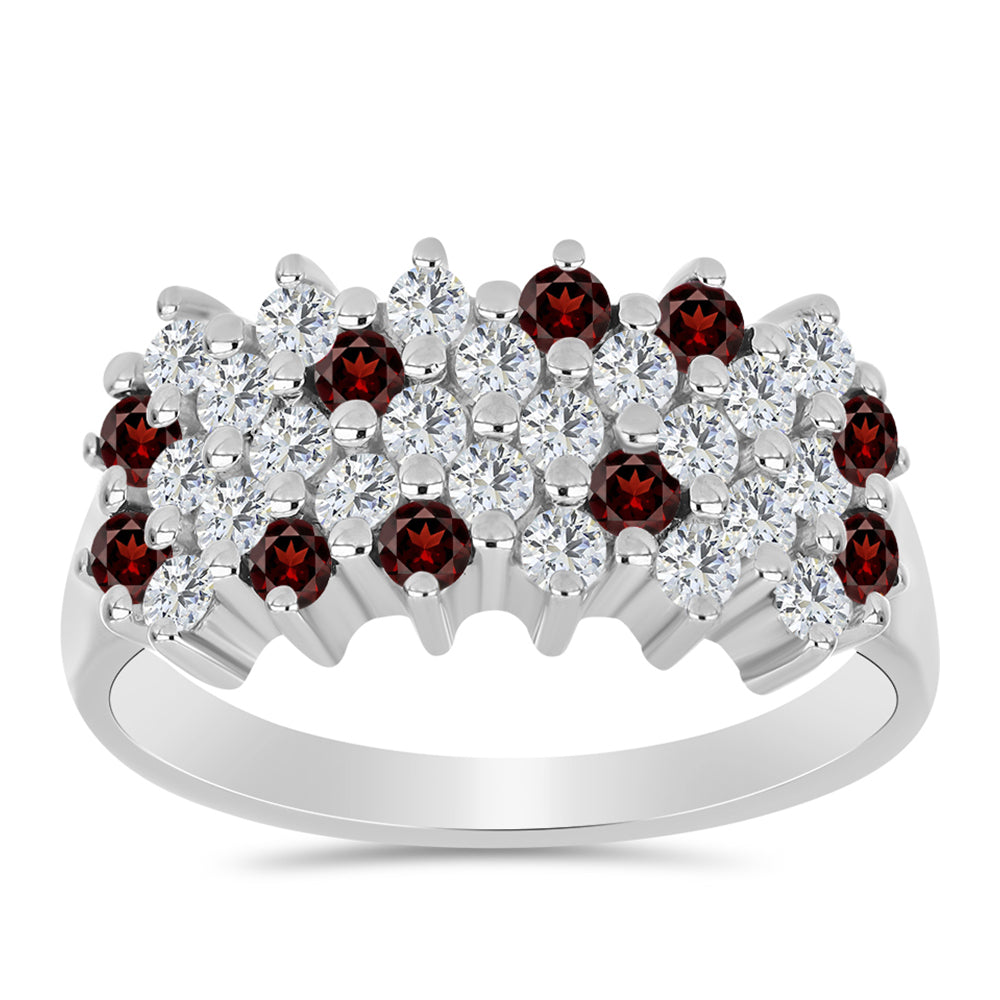 Strieborný Prsteň s Bartonským Granátom a Bielym Topásom 2 