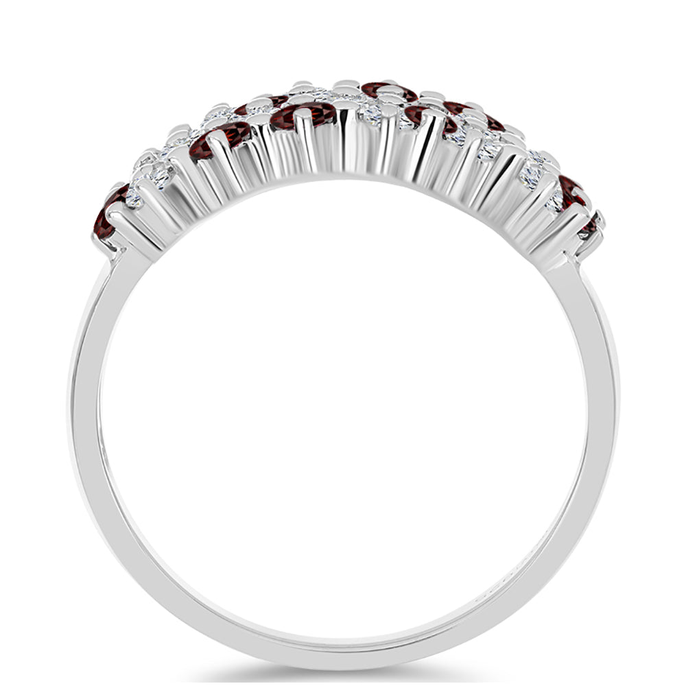 Strieborný Prsteň s Bartonským Granátom a Bielym Topásom