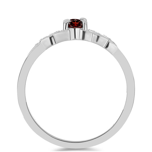 Strieborný Prsteň s Bartonským Granátom a Bielym Topásom