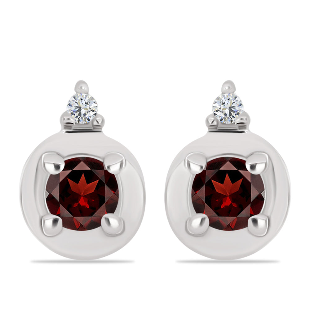 Strieborné Náušnice s Bartonským Granátom a Bielym Topásom