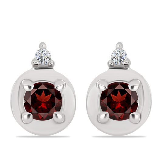 Strieborné Náušnice s Bartonským Granátom a Bielym Topásom