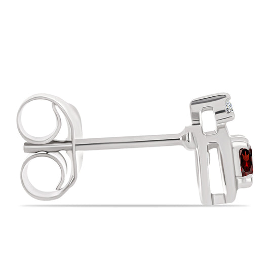 Strieborné Náušnice s Bartonským Granátom a Bielym Topásom