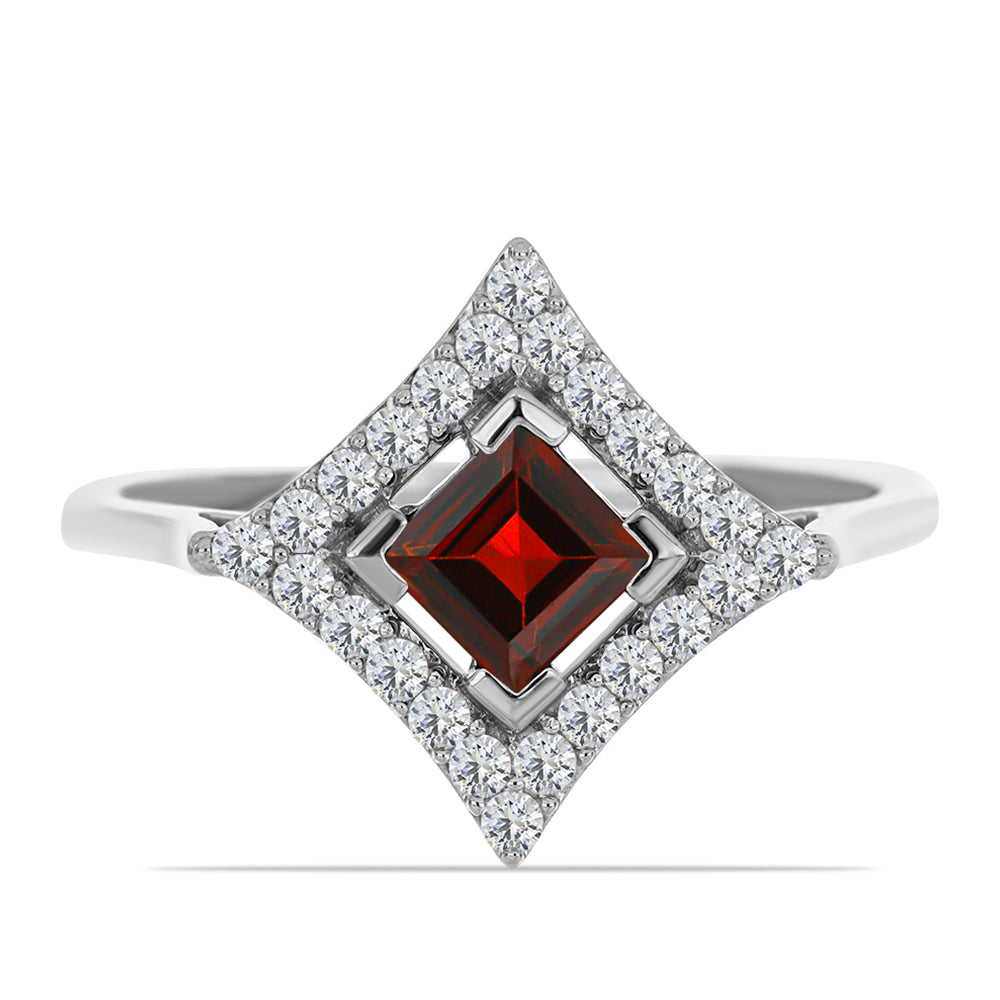 Strieborný Prsteň s Bartonským Granátom a Bielym Topásom