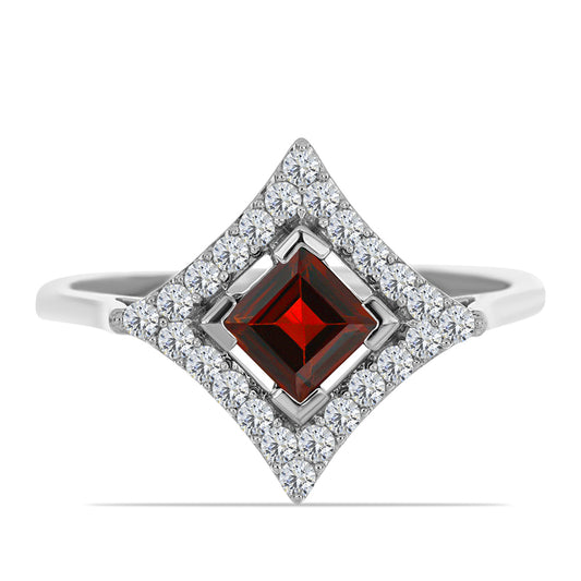 Strieborný Prsteň s Bartonským Granátom a Bielym Topásom