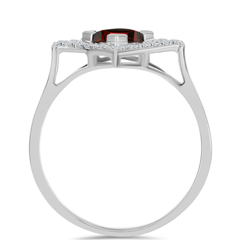 Strieborný Prsteň s Bartonským Granátom a Bielym Topásom 2 