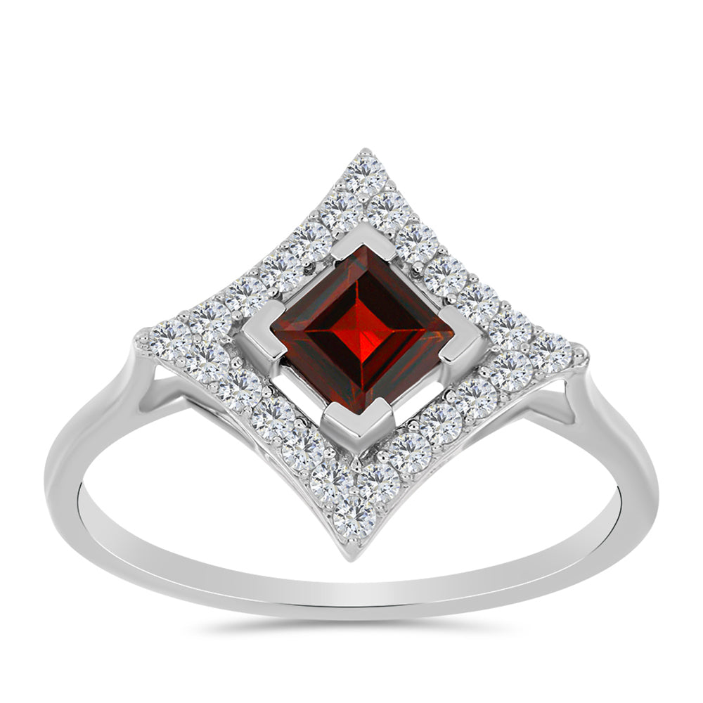 Strieborný Prsteň s Bartonským Granátom a Bielym Topásom 3 