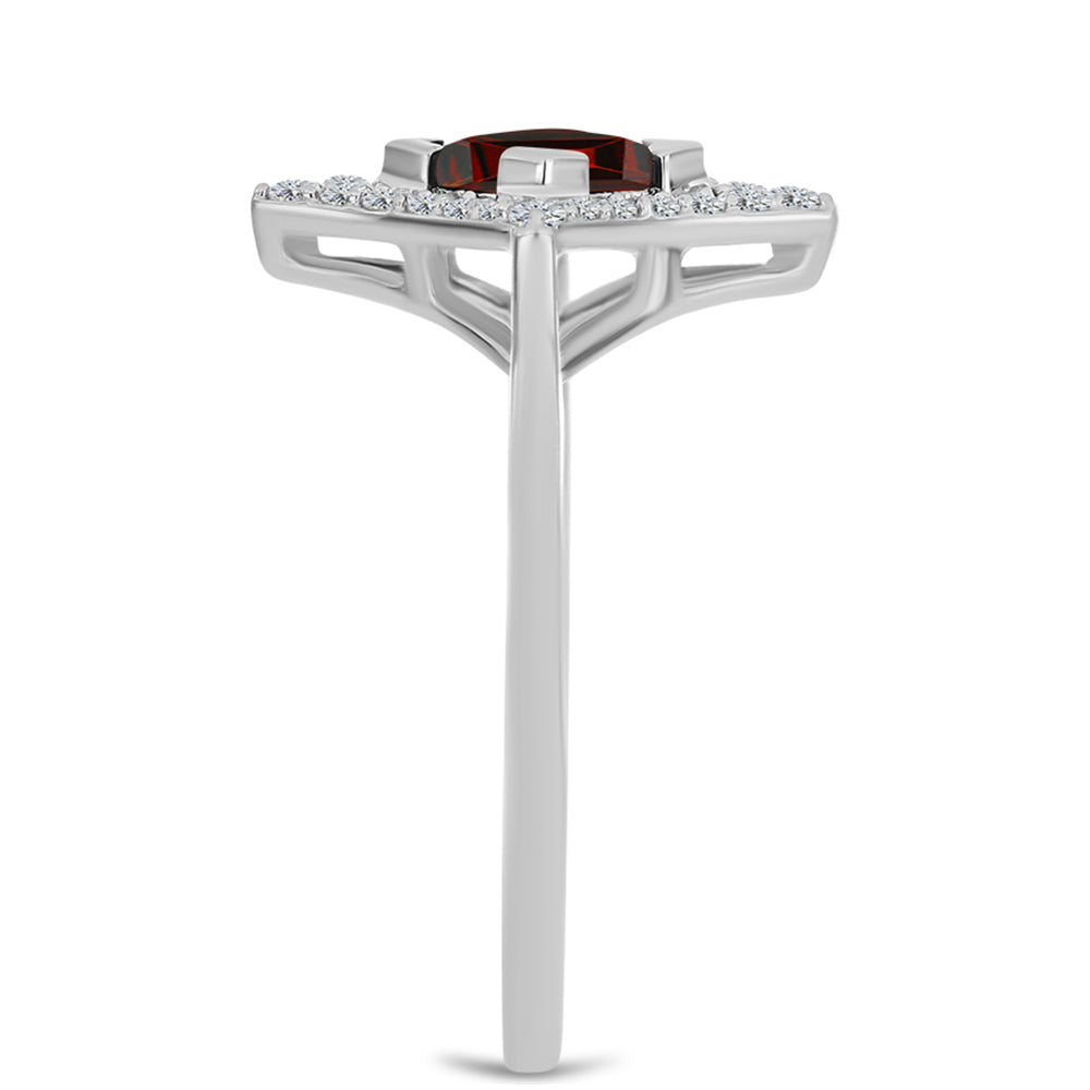 Strieborný Prsteň s Bartonským Granátom a Bielym Topásom 4 