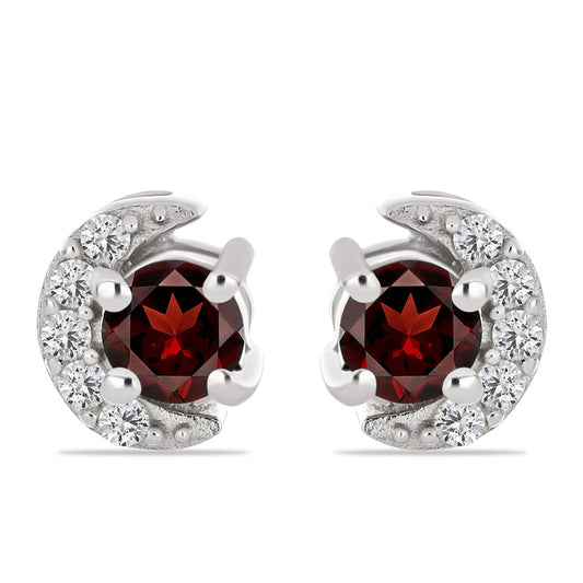 Strieborné Náušnice s Bartonským Granátom a Bielym Topásom