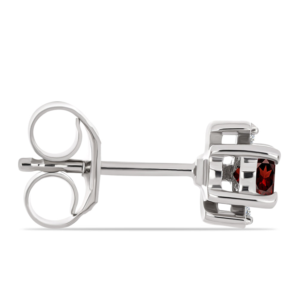 Strieborné Náušnice s Bartonským Granátom a Bielym Topásom