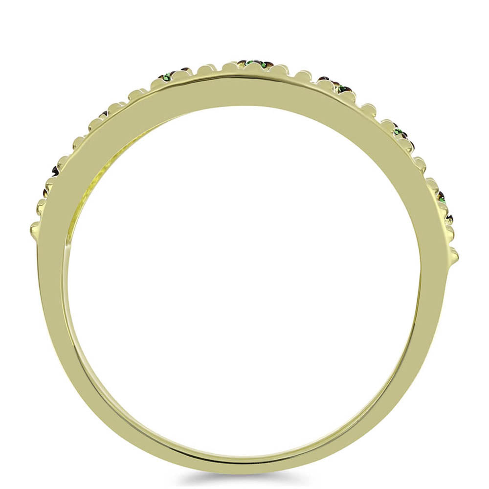 Pozlátený Strieborný Prsteň s so Zeleným Diamantom 2 