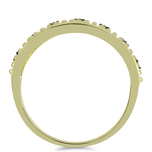 Pozlátený Strieborný Prsteň s so Zeleným Diamantom