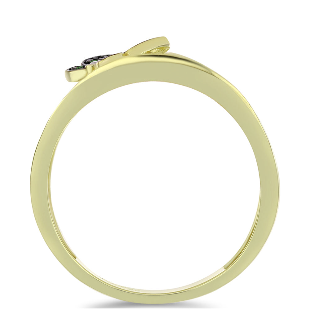 Pozlátený Strieborný Prsteň s so Zeleným Diamantom a Bielym Diamantom