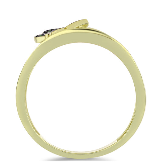 Pozlátený Strieborný Prsteň s so Zeleným Diamantom a Bielym Diamantom